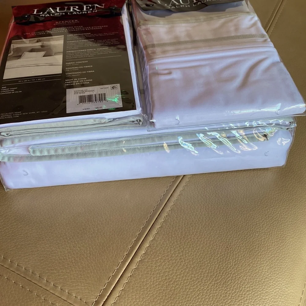 Ralph Lauren Spencer Border Sateen Duvet cover & Two Standard Shams.